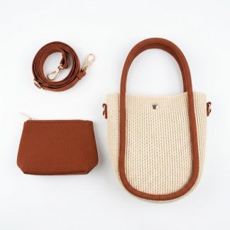 Fly Woven Crossbody Bag Set - Beige